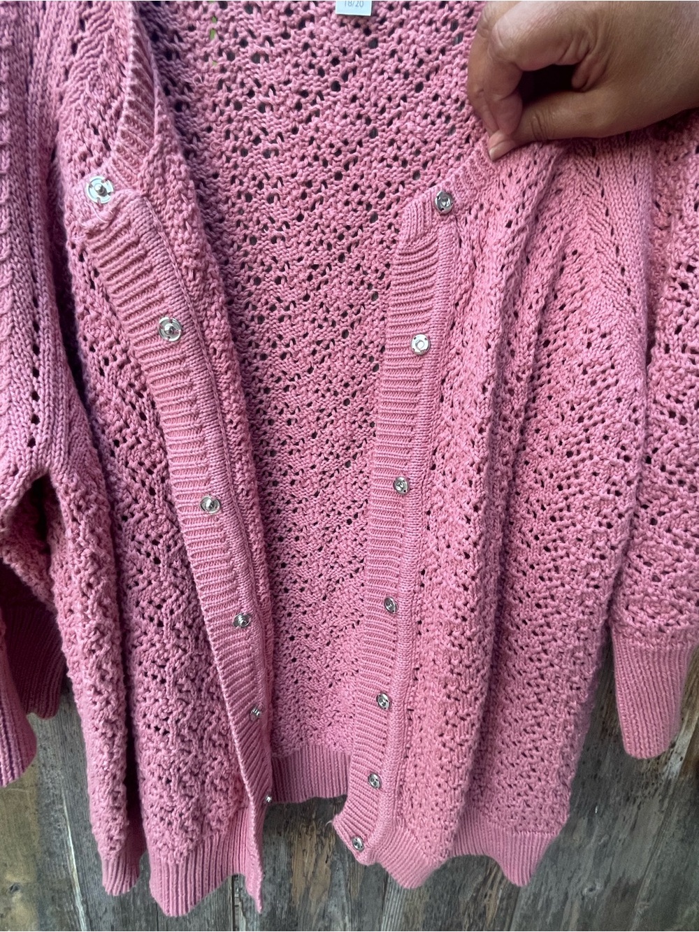 Avenue Blush Pink Open Knit Cardigan Sz. 18/20 - Picture 6 of 13